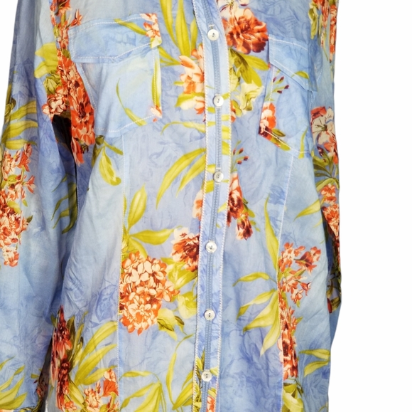 Max Volmary | Diamonds and Pearls Blue Floral Silk - Picture 2 of 5